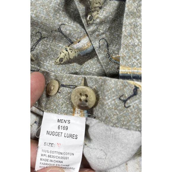 Woolrich Button Down Shirt Mens Extra Large Fishing Fish Short Sleeve Cotton - Picture 4 of 10